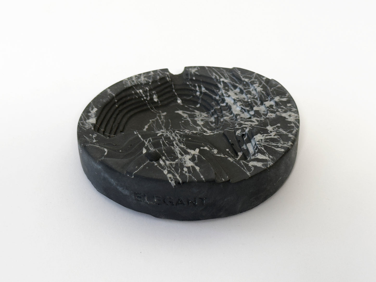 Aschenbecher WELLEN dunkelgrau Marmorierung weiß