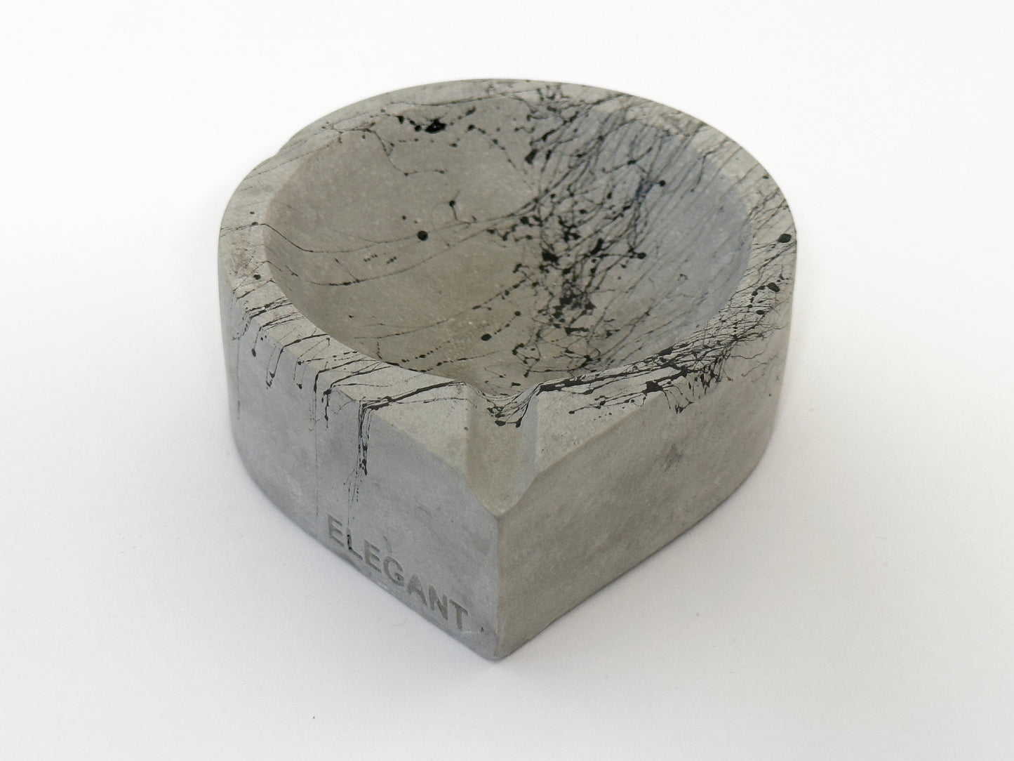 Aschenbecher TROPFEN weiß Marmorierung schwarz