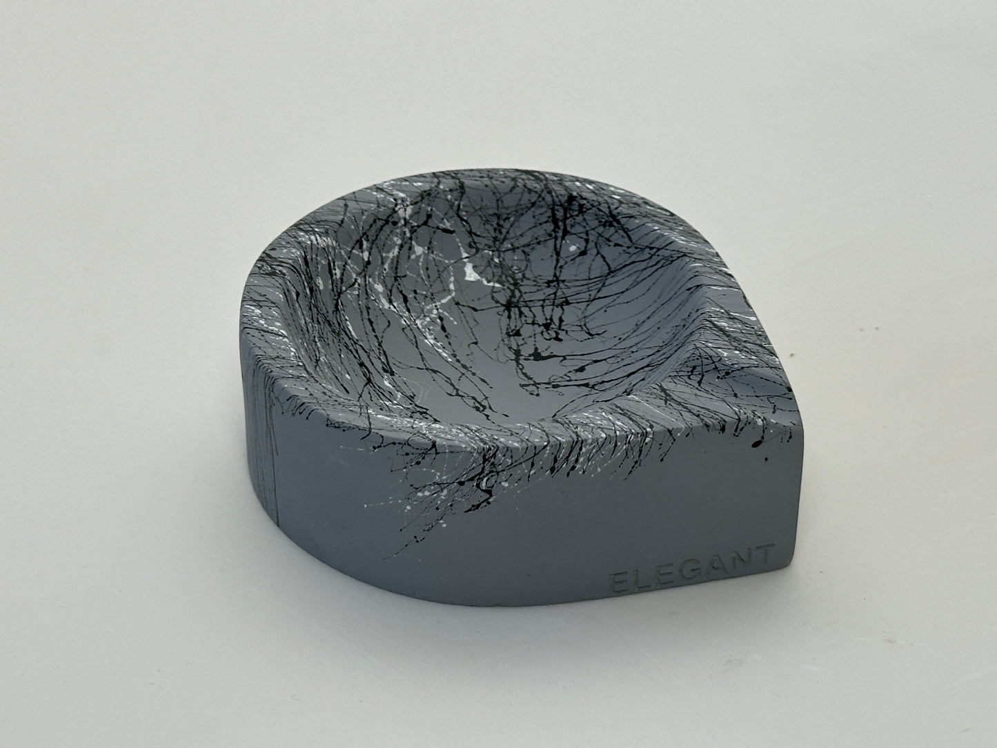 Aschenbecher TROPFEN dunkelgrau Marmorierung schwarz und weiß